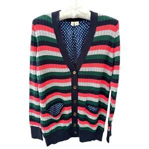 ANTHROPOLOGIE | Moth Striped Button Front Longline Cardigan Sweater Preppy | XS